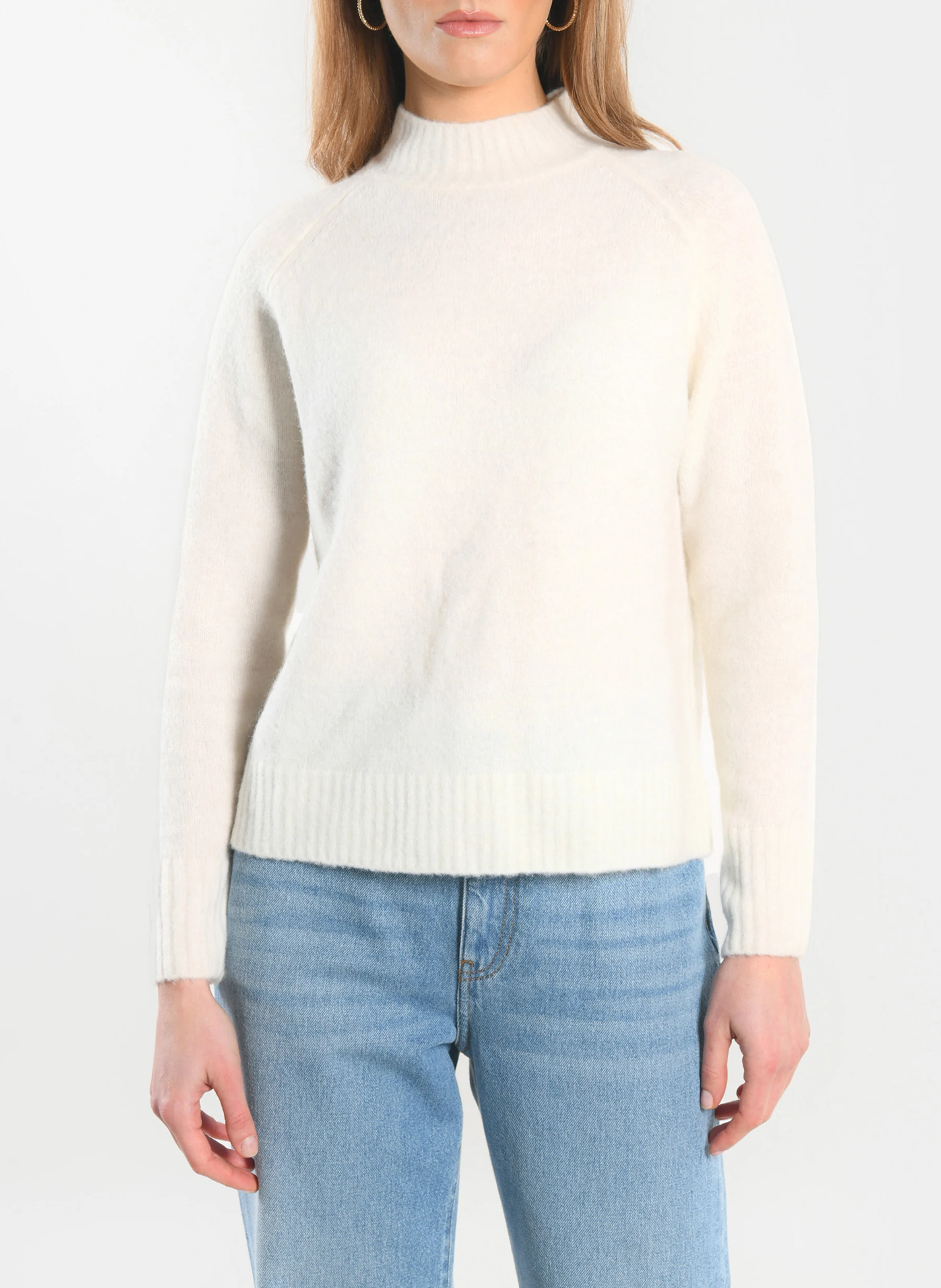 CONNIE - Pull col montant en laine mélangée | Blanc