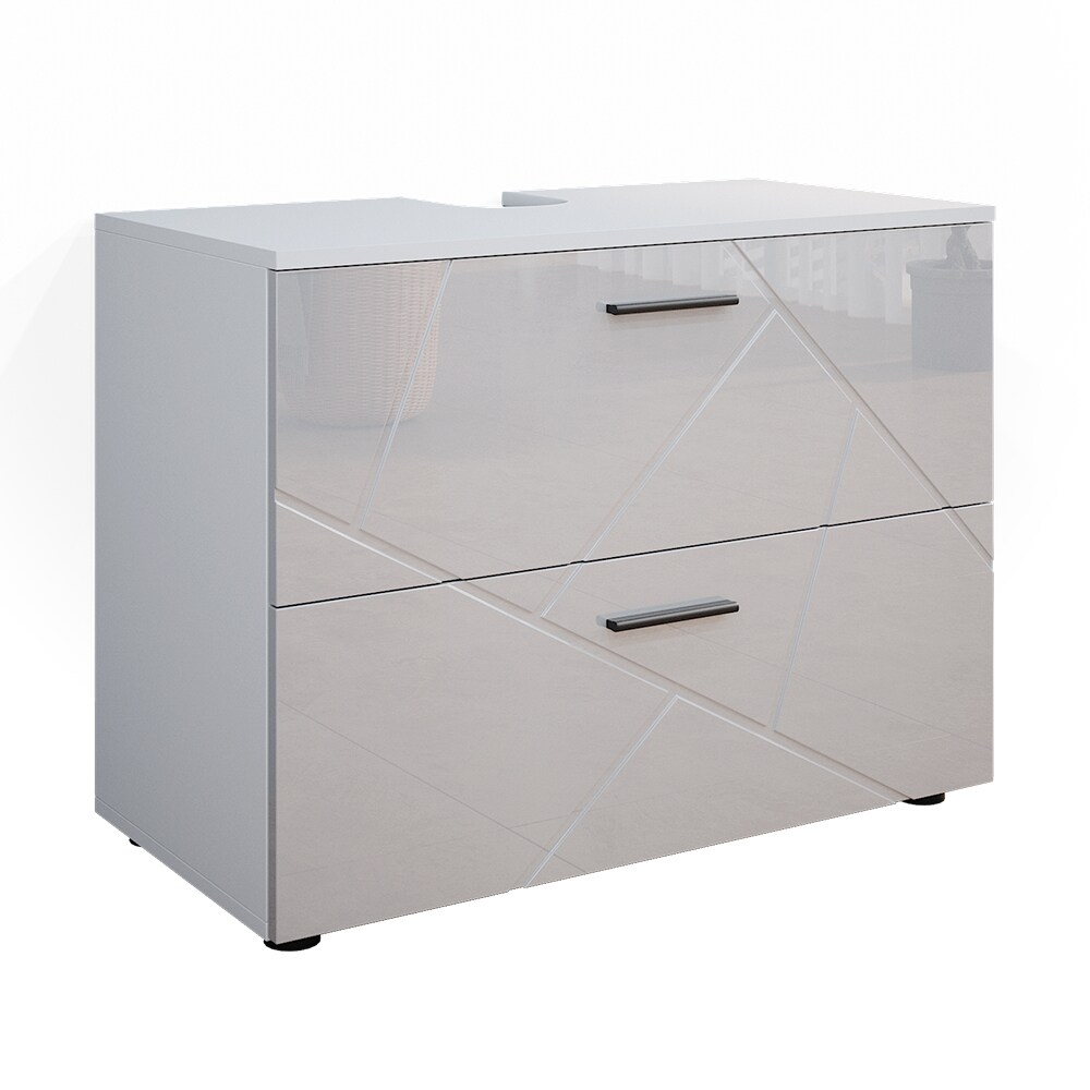 Vicco Waschtischunterschrank Badschrank Badezimmerschrank Irma Weiß 80 cm Hochglanz