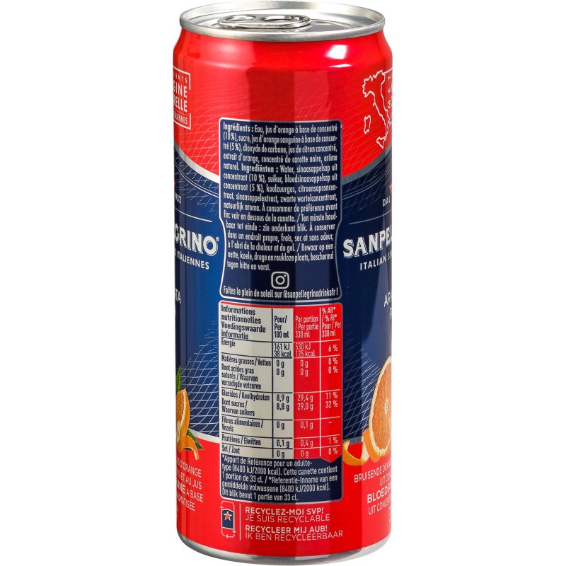 Aranciata Rossa San Pellegrino 33 cl - 24 canettes