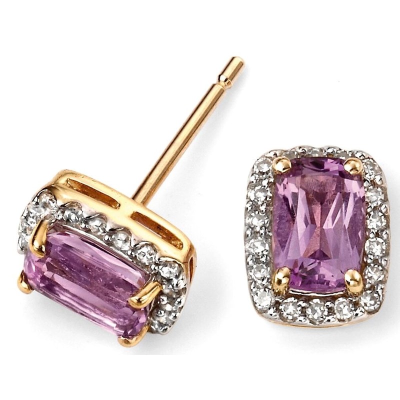 Boucle d'oreille améthyste et diamant en Or 375/1000