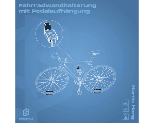 Fiets Broz wandhouder met pedaalophanging Harris Hang