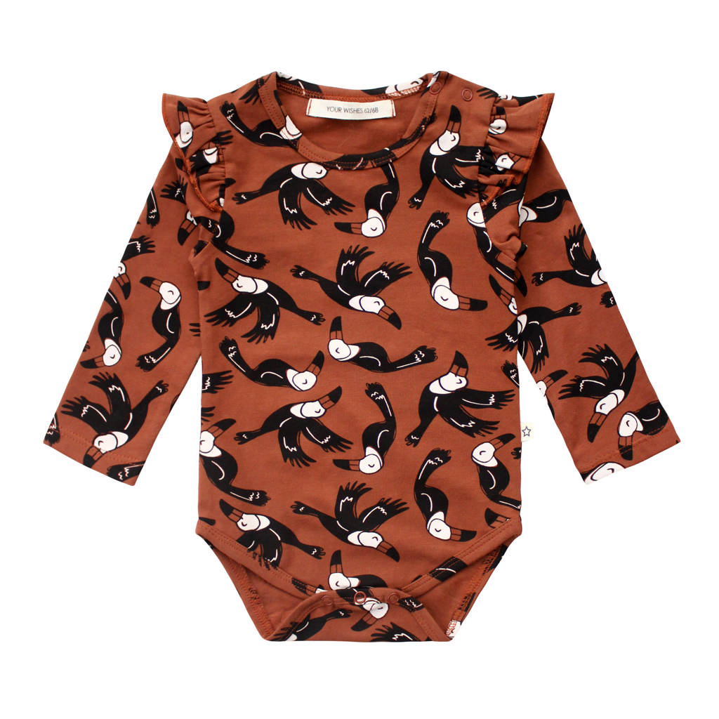 Your Wishes baby romper dierenprint bruin/zwart