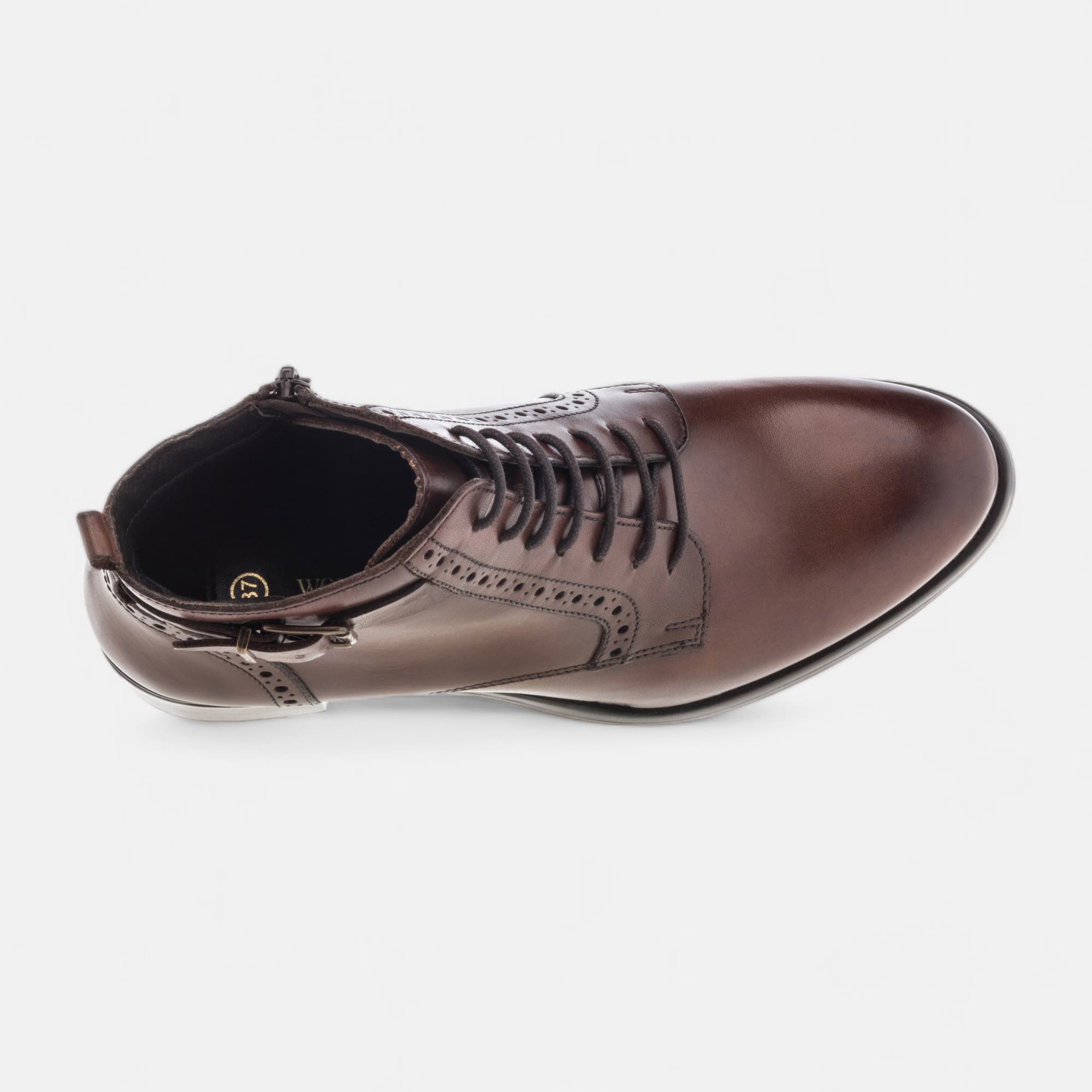 Bottines à lacets Femme en cuir cognac