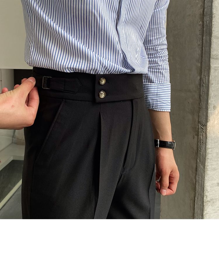 Craltuxe - Hoge taille effen cropped taps toelopende broek