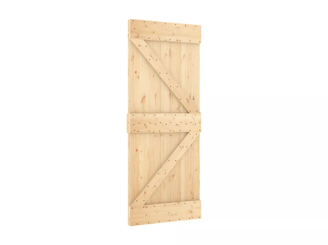 Porte coulissante et kit de quincaillerie 85x210 cm pin massif