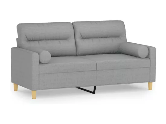 Canapé 2 places avec oreillers gris clair 140 cm tissu