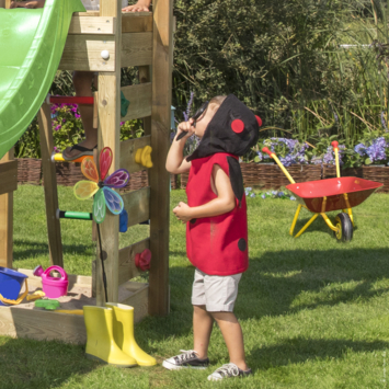 Speeltoestel Jungle Gym Cocoon grenen geïmpregneerd met glijbaan donker groen en 2-schommel module