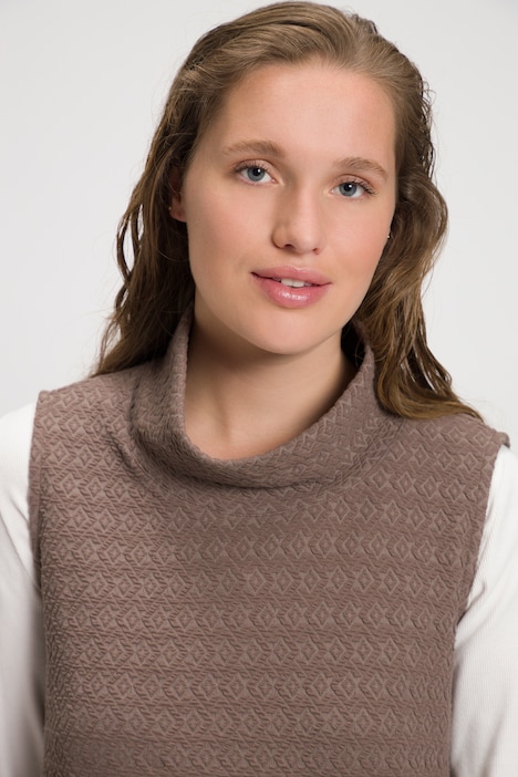 Sweattop, 3D-Struktur, Stehragen, ärmellos, Biobaumwolle
