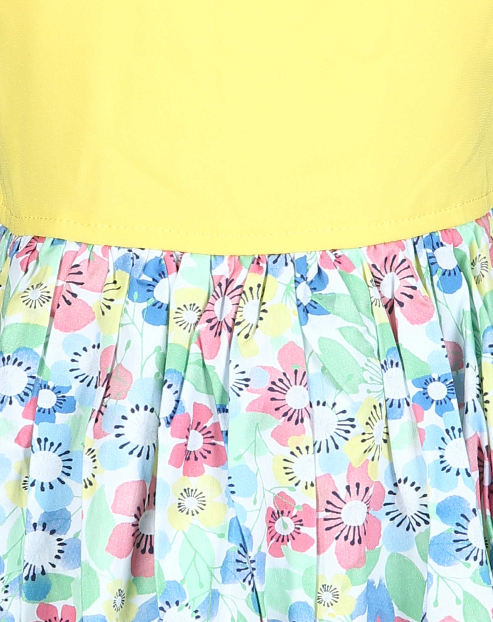 Kurzarmkleid FLOWERS in gelb/bunt