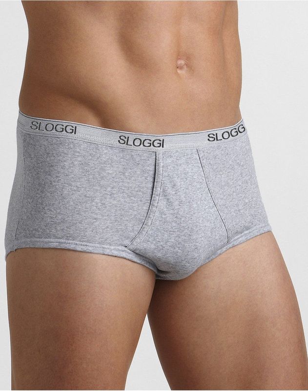 Sloggi Men Basic Maxi, heren slips met gulp (2-pack), grijs