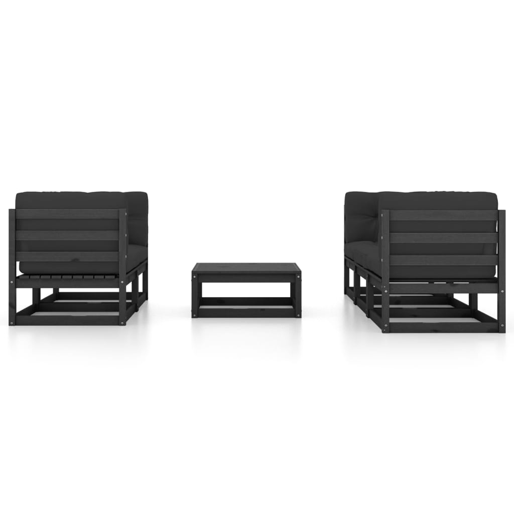 Salon de jardin meuble d'extérieur ensemble de mobilier 6 pièces avec coussins bois de pin massif