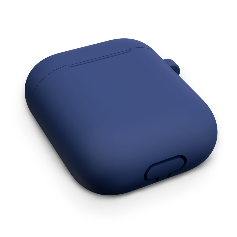 AirPods (1. & 2. Generation) Silikon Schutzhülle Abdeckung mit Karabinerhaken - Dunkelblau