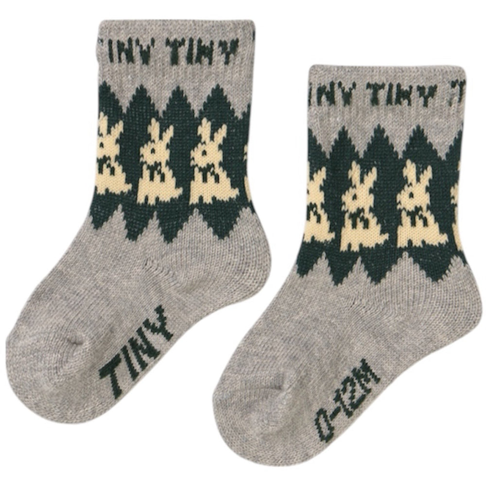 Køb TinyCottons Teal Rabbits Uld Medium Strømper