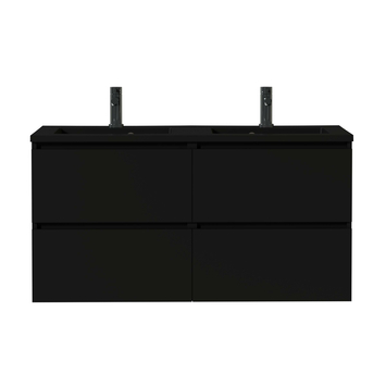 Tiger Karlo badkamermeubel 120 cm Mat Zwart met zwarte wastafel