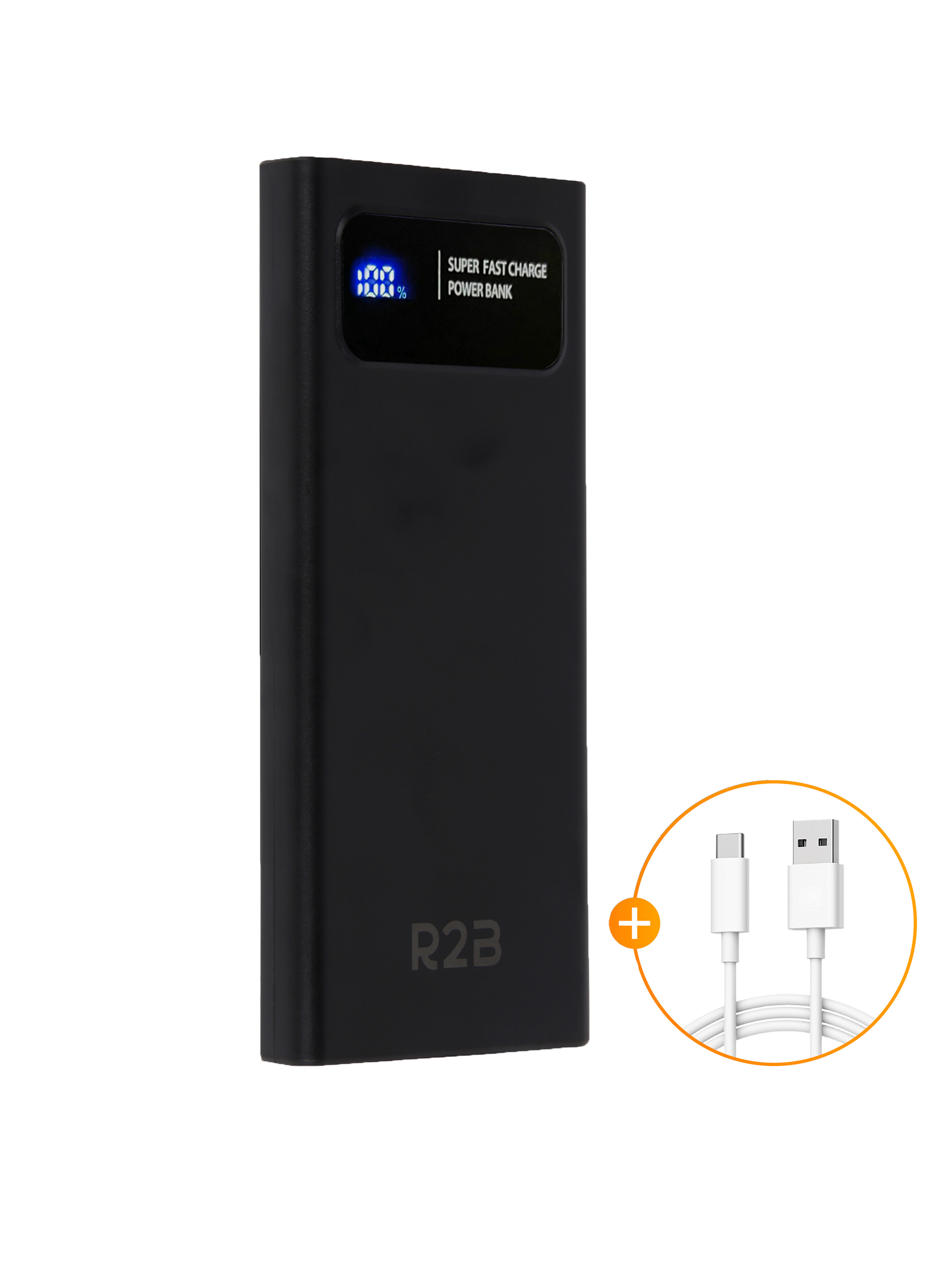 R2B 10.000 mAh Powerbank met LED Display