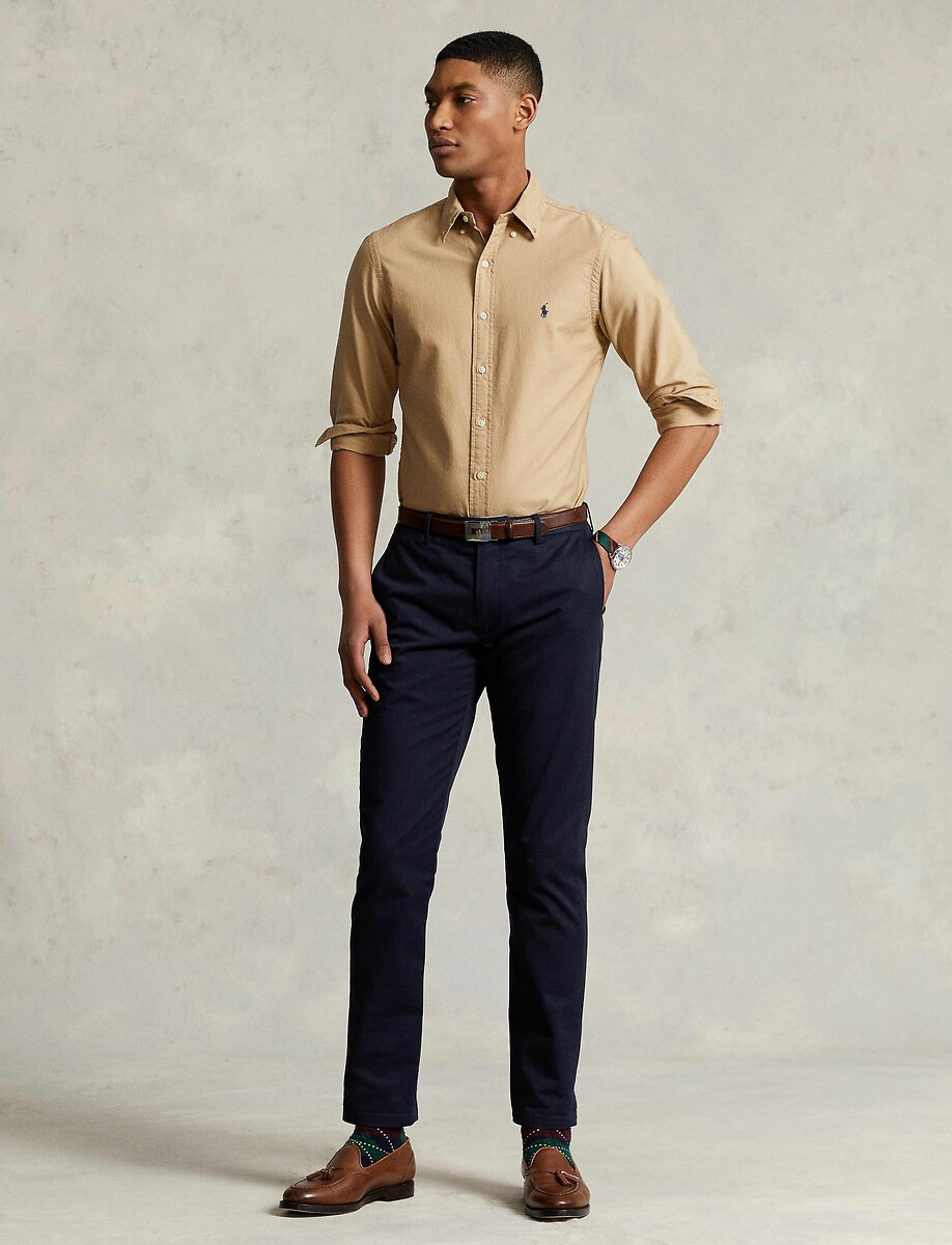 Camisa Oxford POLO RALPH LAUREN, ajustada, tingida em peça