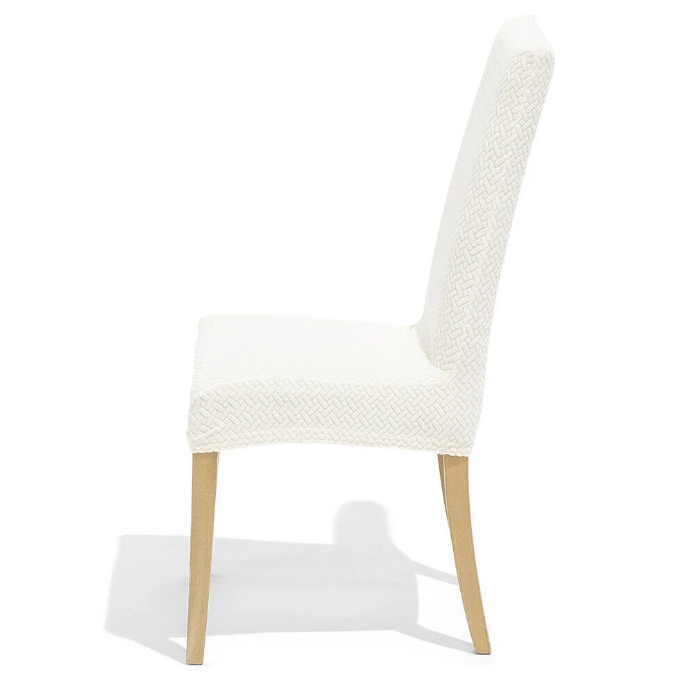 Lot de 2 housses de chaise polyester beige 45xH45x40cm