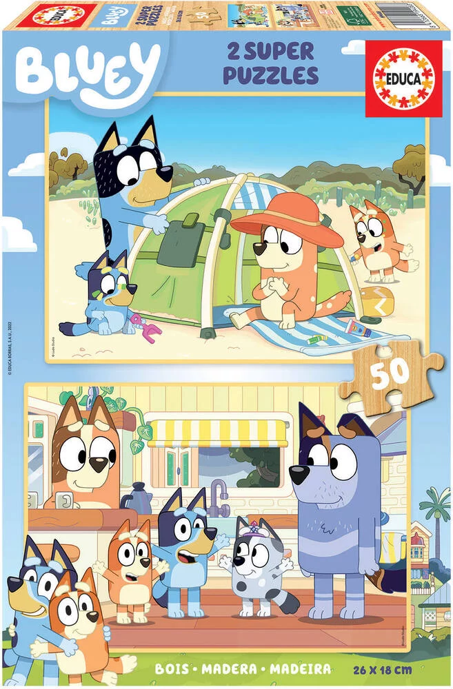 BLUEY -PUZZLE BOIS - 2 X 50 PIECES