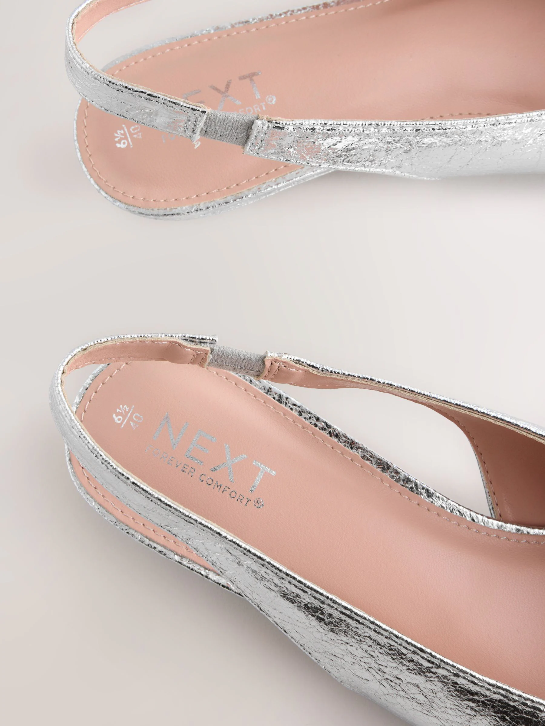 Zilver - Print Forever Comfort® puntige schoenen met hielbandje