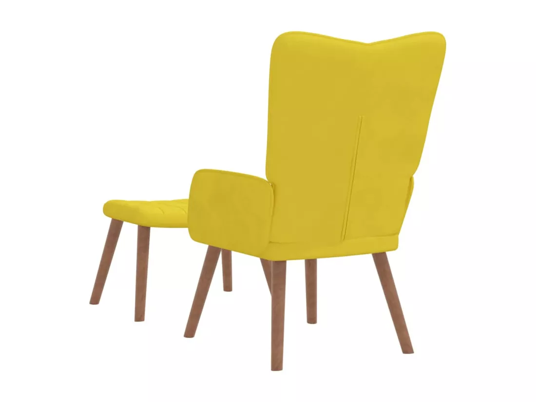 Chaise de relaxation avec repose-pied Jaune moutarde Velours