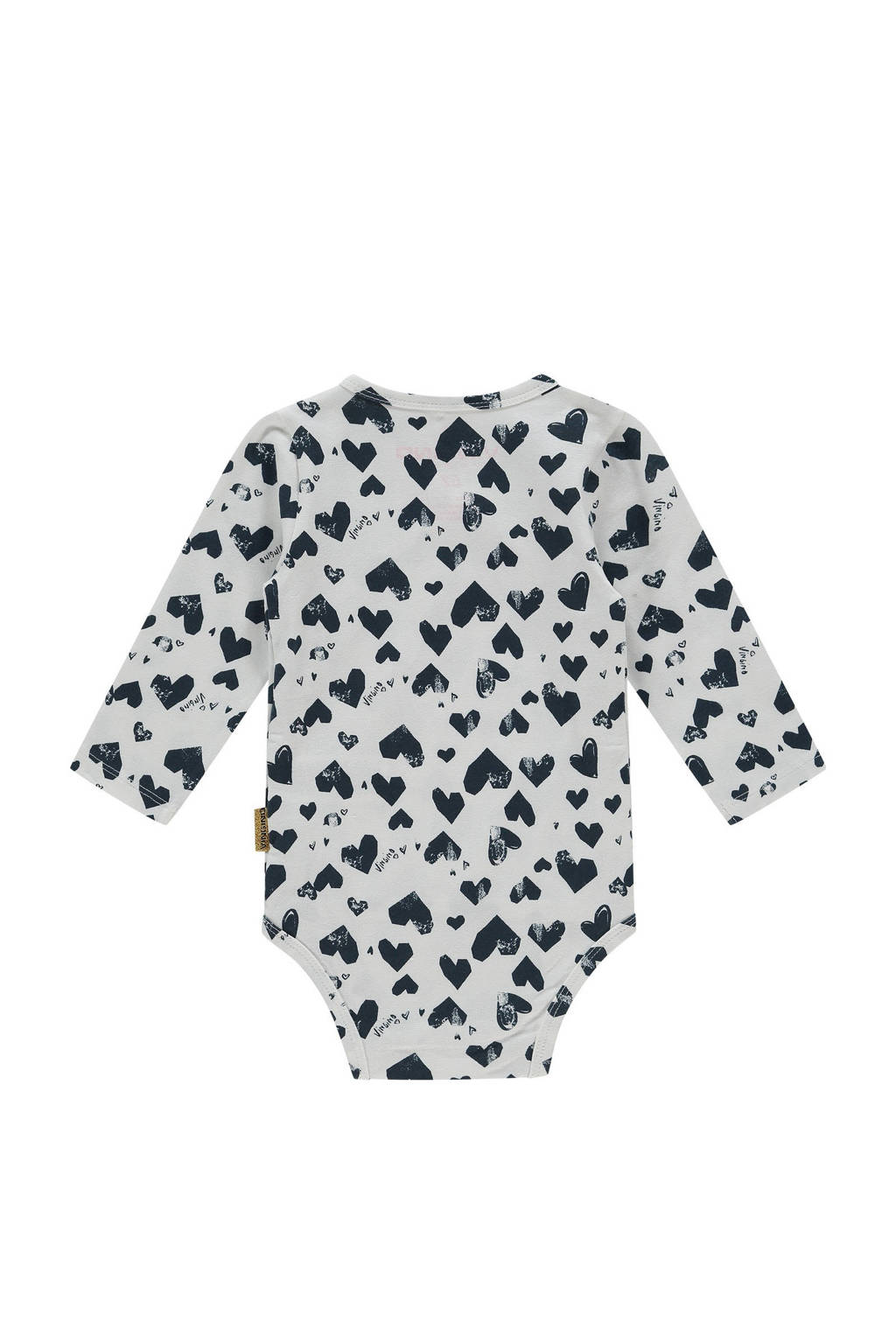 Vingino baby overslagromper Philou met hartjesprint blauw/wit