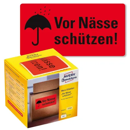 Avery Zweckform 7210 Warnetiketten 100 x 50 mm, 1 Rolle/200 Etiketten, neonrot