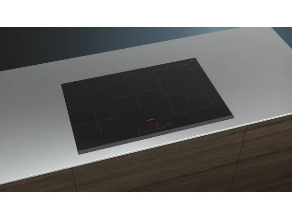 Siemens iQ500 ED851HWB1E - Induktions kogeplade - 5 plader - Niche - bredde: 75 cm - dybde: 49 cm - facet - sort