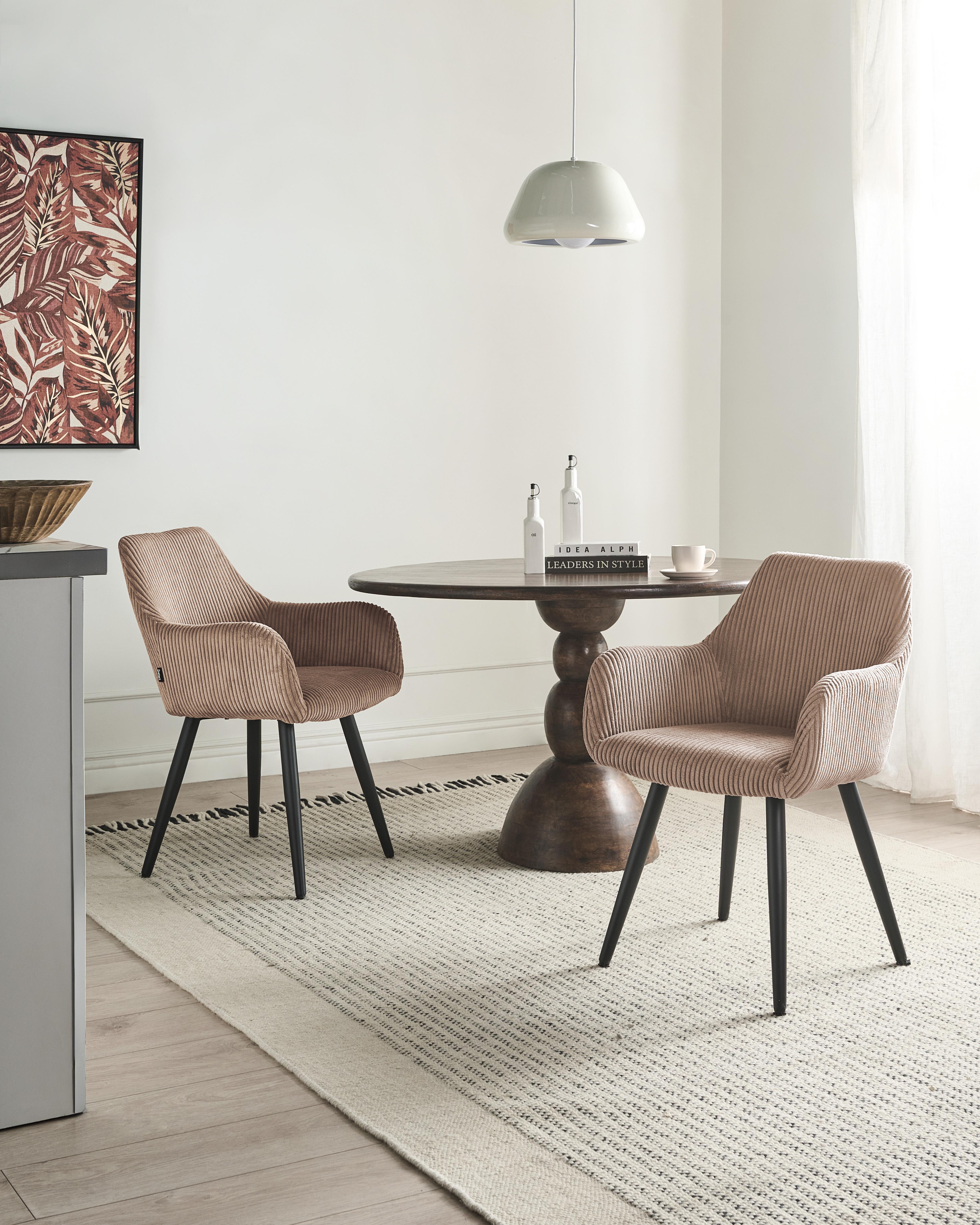 Set van 2 eetkamerstoelen MORI Corduroy Beige