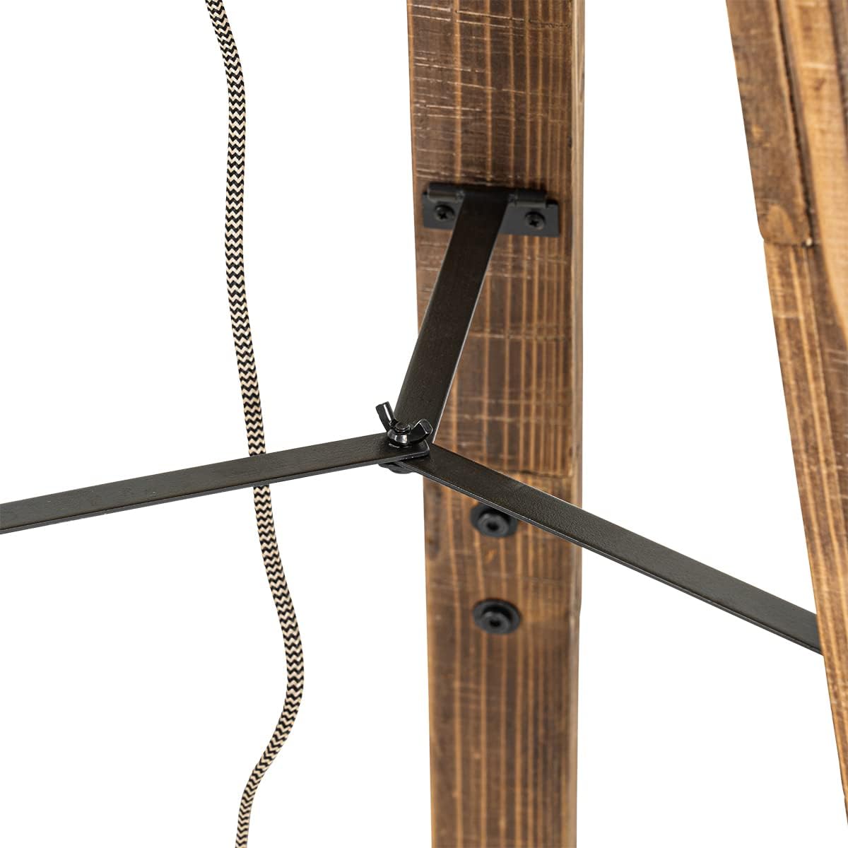 QAZQA - Industrie I Vintage I Industrie I Vintage I Stehleuchte I Stehlampe I Standleuchte I Lampe I Leuchte mit Stativ aus Stahl I Silber I nickel matt und Holz neigbar – Emado I Wohnzimmer I Schlafz