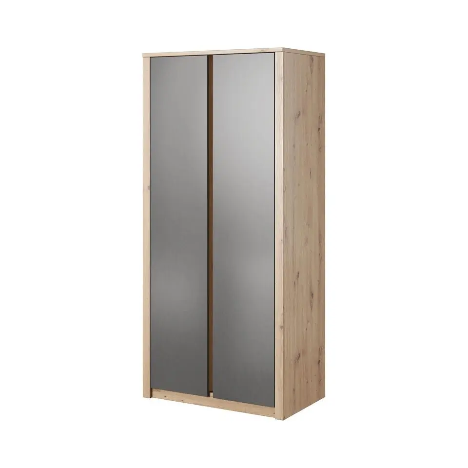 Meubella - Kledingkast Melody - Grijs - Eiken - 90 cm