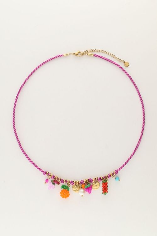 Art paarse touw ketting tutti frutti