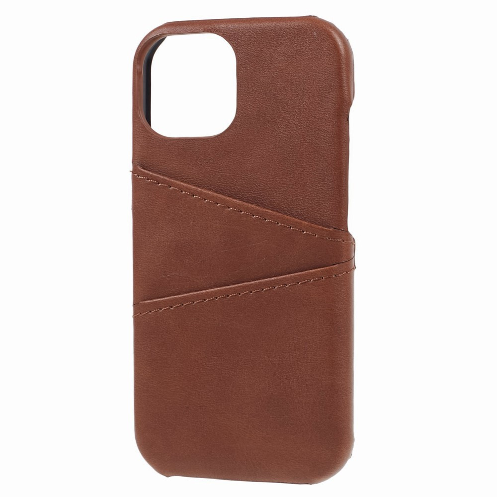 iPhone 15 Leder Hülle Snap Case   Kartenfach - Braun