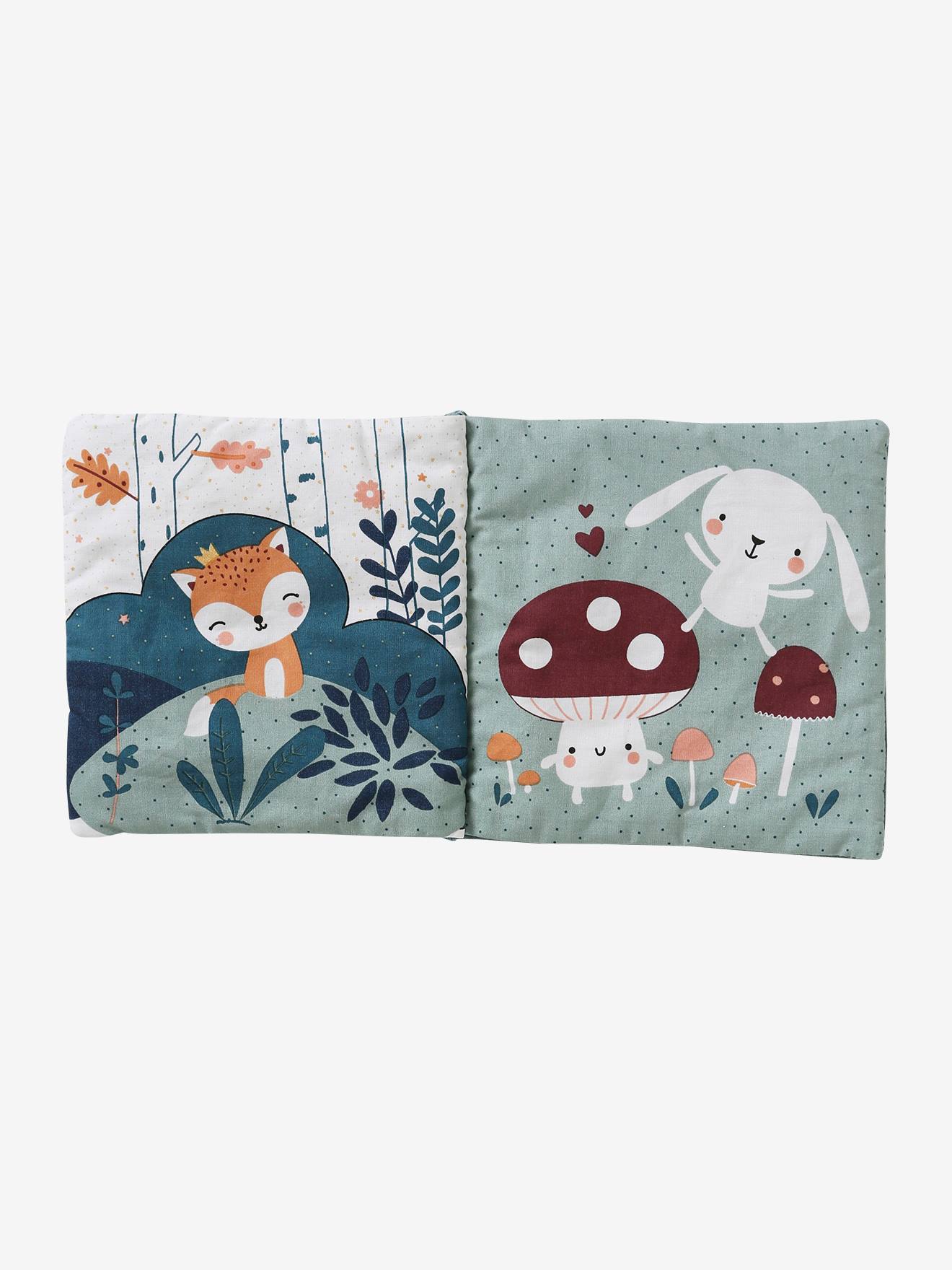 Conjunto para presente com 3 itens: pano para doudou + chocalho + livro ilustrado laranja