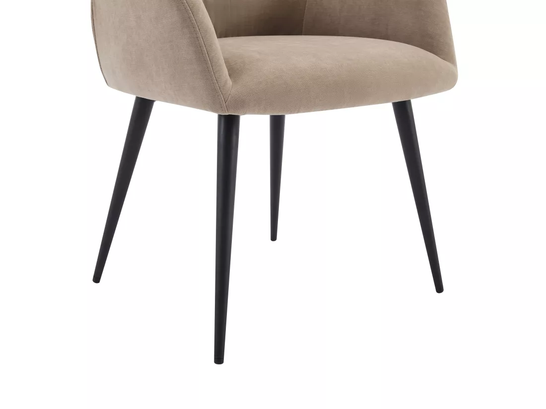 Lot de 2 chaises avec accoudoirs en tissu et métal noir - Beige - HEKA