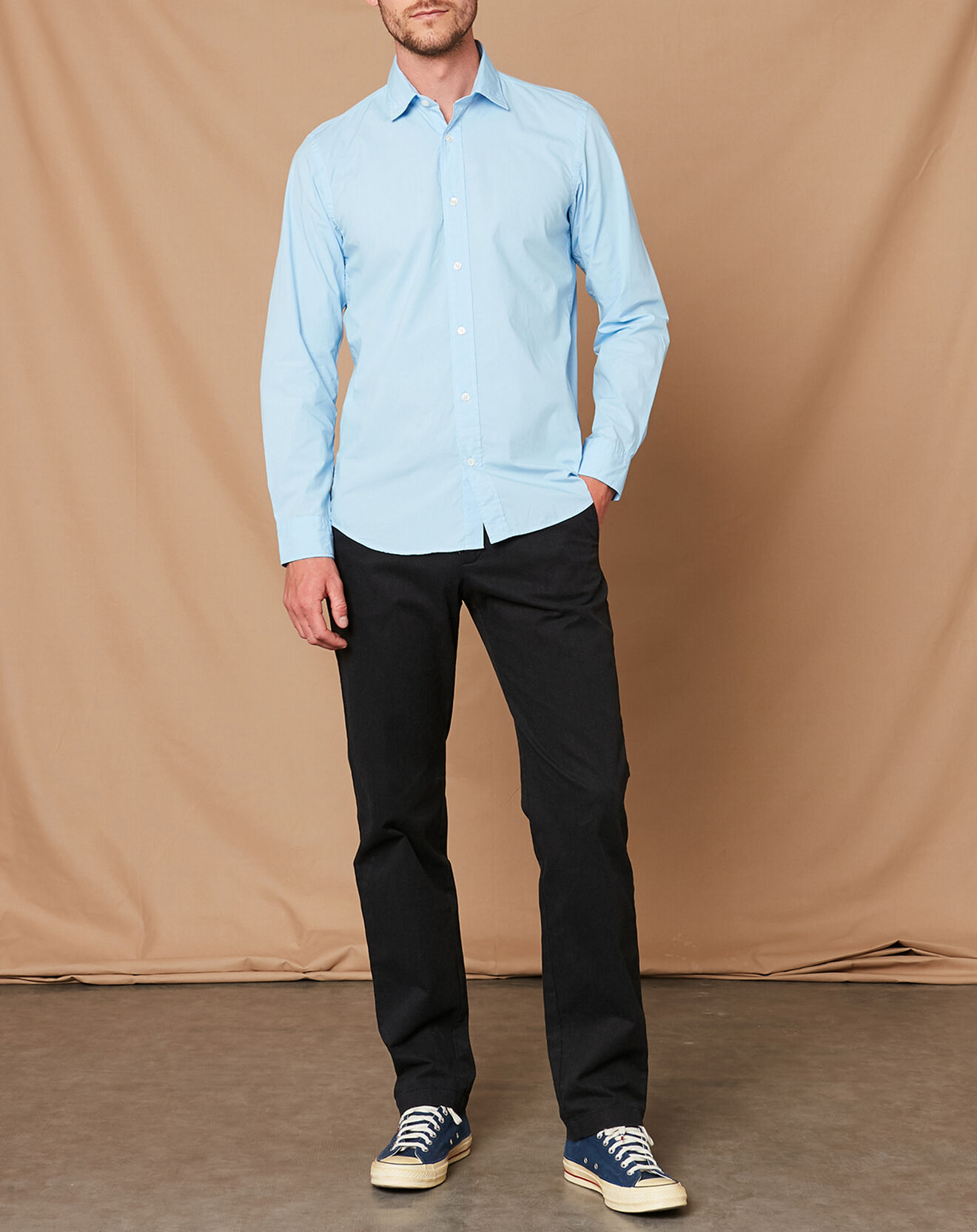 Hartford Chemise Slim Sammy Pat bleue