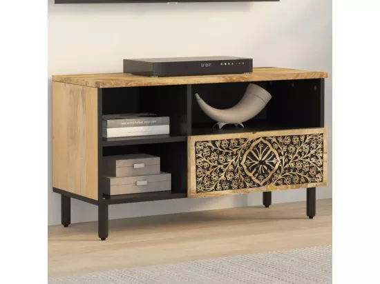 Meuble TV 80x33x46 cm bois massif de manguier
