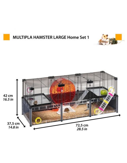 Ferplast Multipla Hamster Large - Dierenverblijf - 107.5x37.5x42 cm Zwart