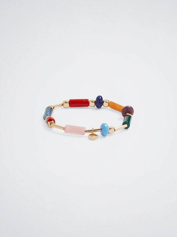 Pulseira elástica com contas - Multicolorida