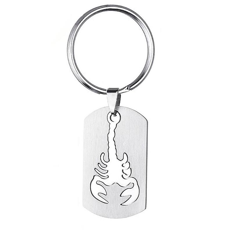 Porte-clés scorpion plaque amovible acier inoxydable