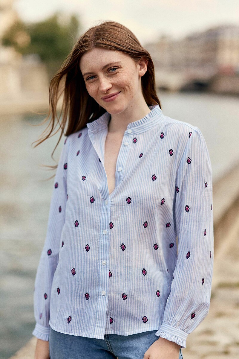 LA PETITE ETOILE<br>Blusa listrada bordada, BLOOMA