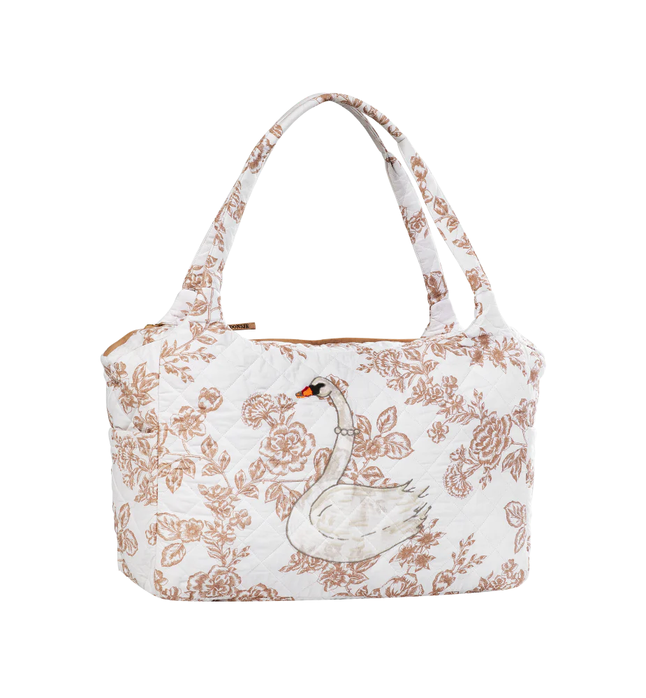 Rose Quilted Tote Bag | Cream - Rose Flowers