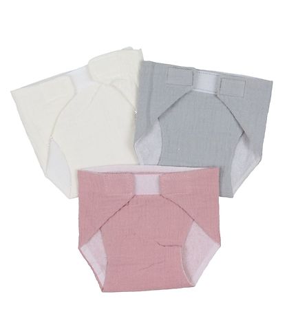 MaMaMeMo Puppenwindeln - 3er-Pack - Weiß/Grau/Rosa