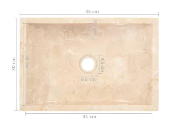 Évier lavabo salle de crème 45 x 30 x 12 cm 02_0002555