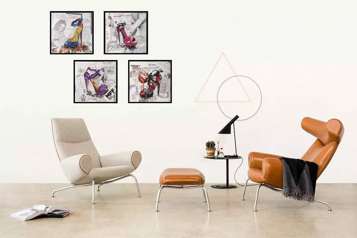 Wandbild - High Heel I - multicolor - Handarbeit - 52x52 cm