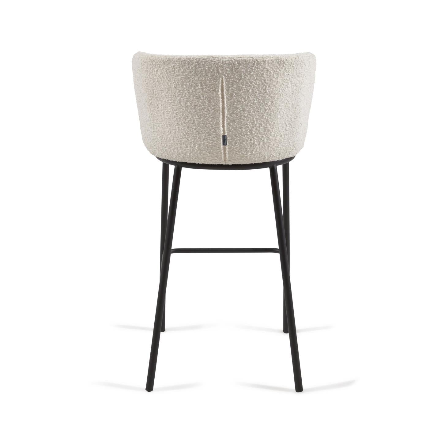 Kave Home Ciselia Barkruk - H 75 cm - Wit / Zwart