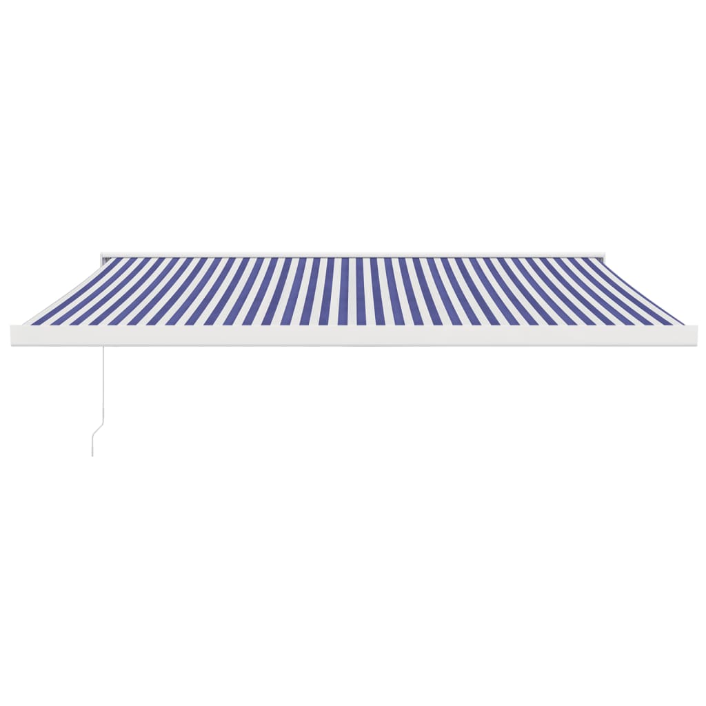 Auvent rétractable bleu et blanc 4,5x3 m tissu et aluminium