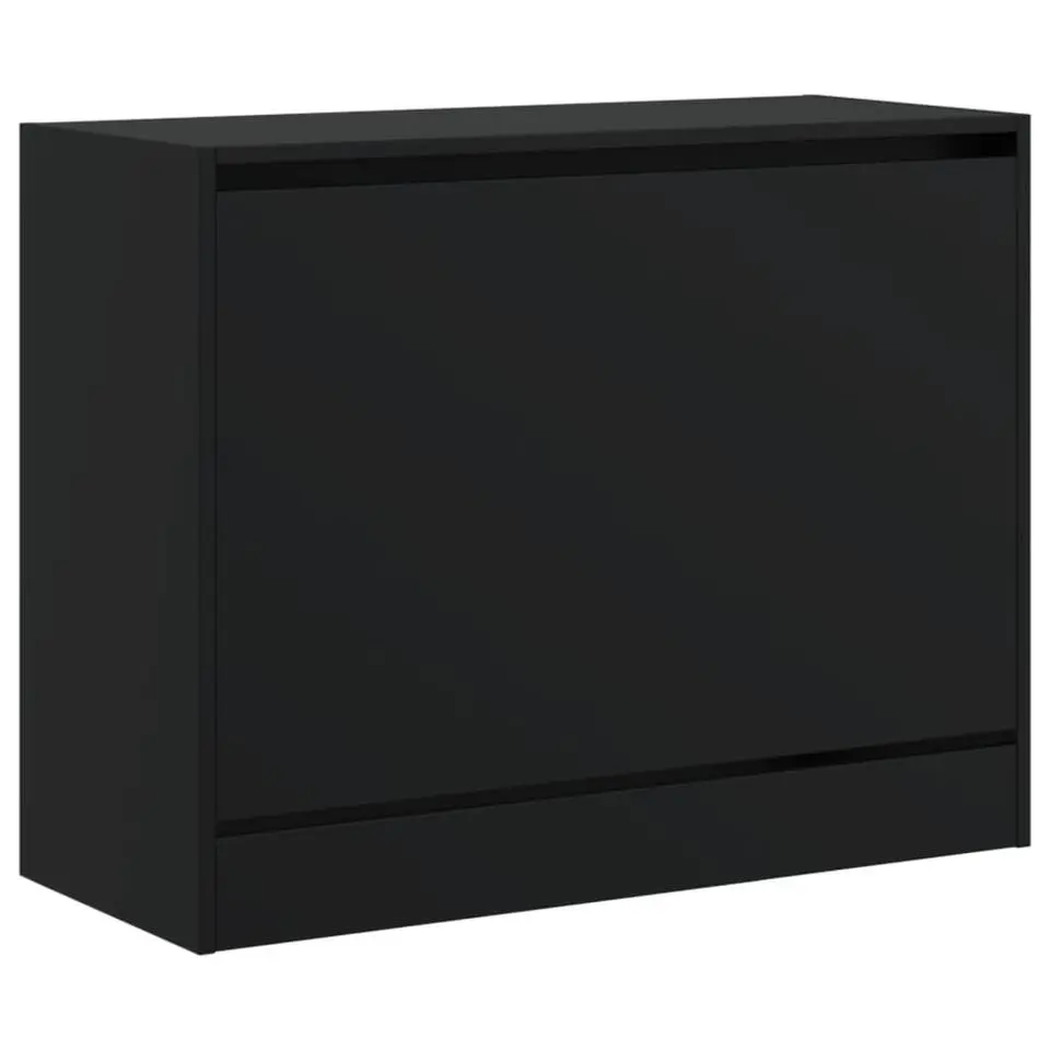 vidaXL - Schoenenkast 3 paar met 1 klep - Zwart - Bewerkt hout - 80x34x63 cm
