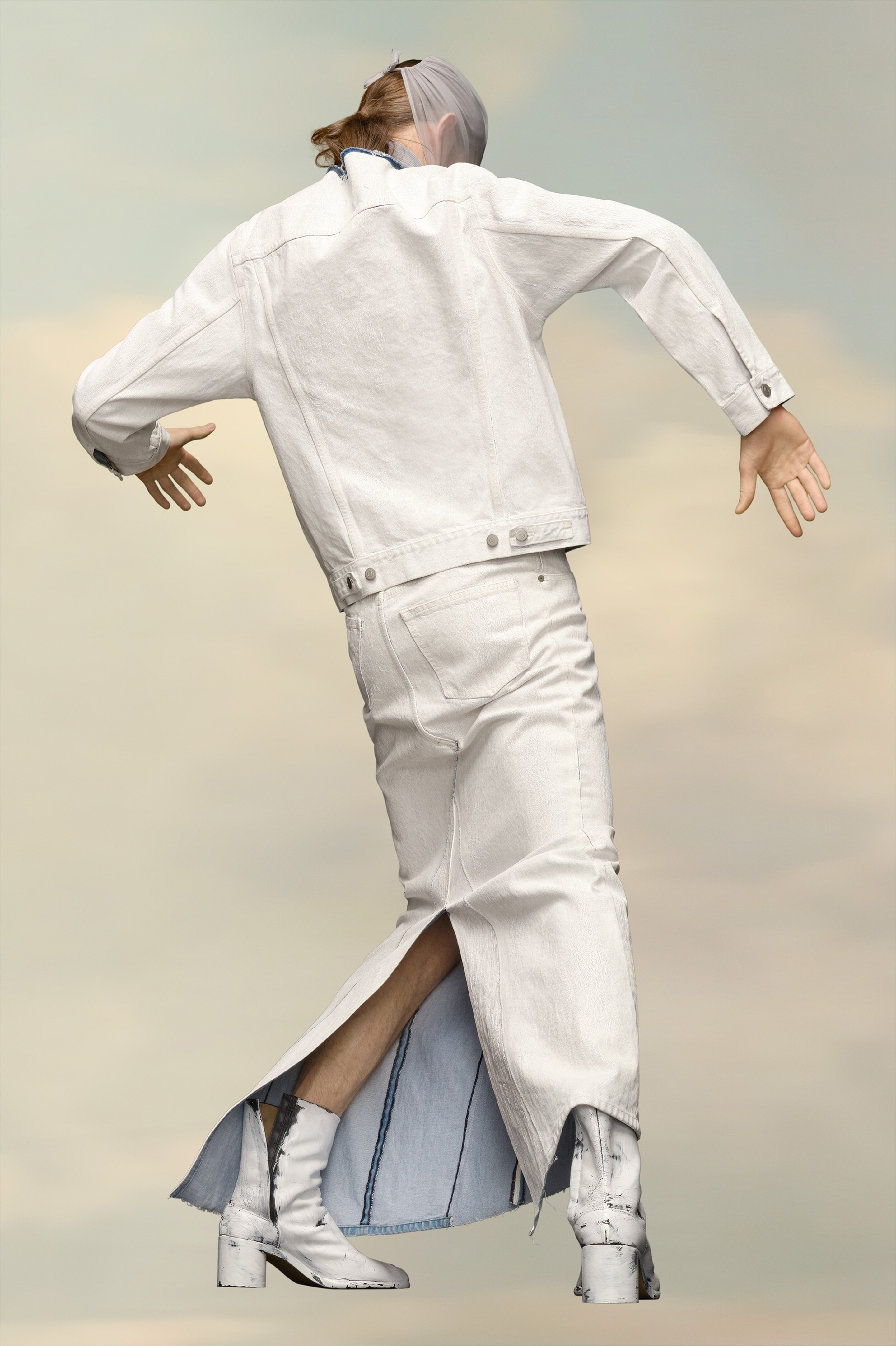 Veste sans col en denim