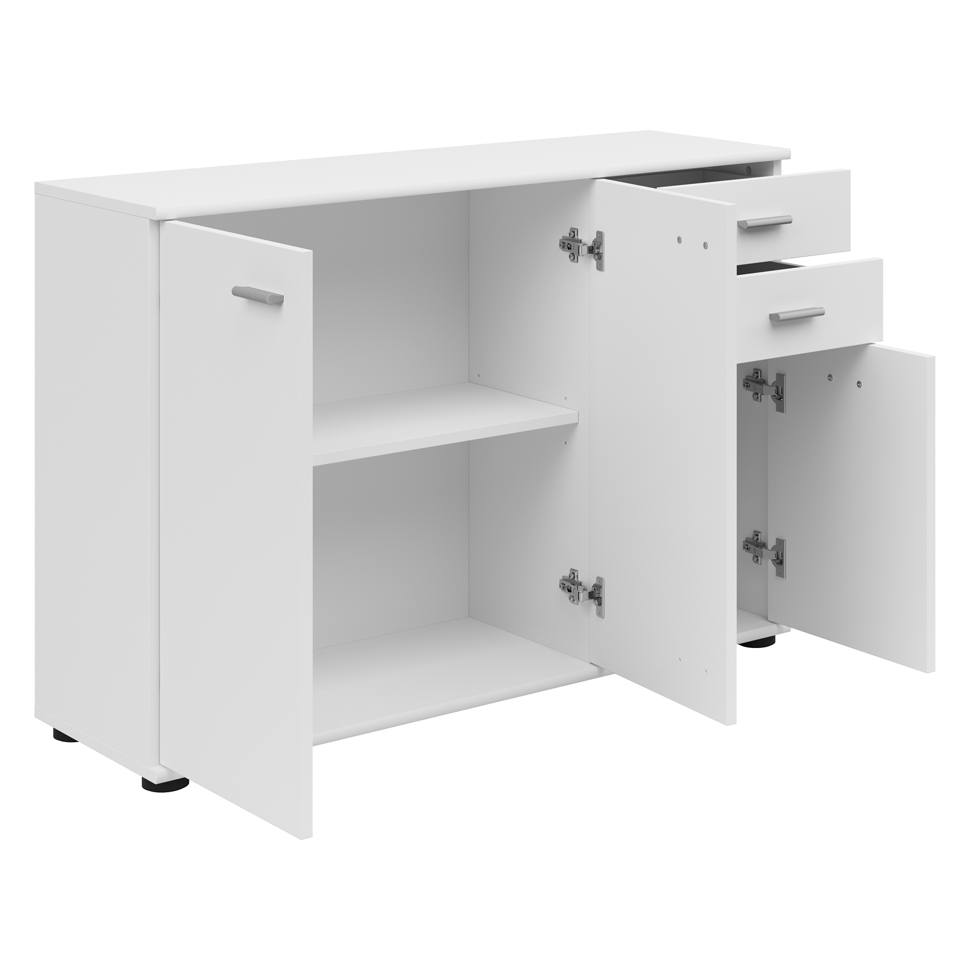 Kommode - weiß matt - 3 Türen - 106 cm breit