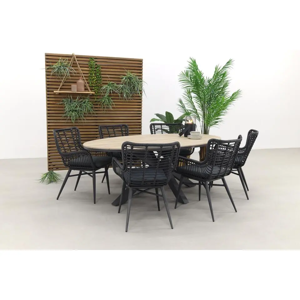Garden Impressions Jasmine - Black/Edison 220x115 cm. - ovale tuinset